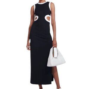STAUD Dolce Contrast cut-out ponte Maxi dress black & white (XS)